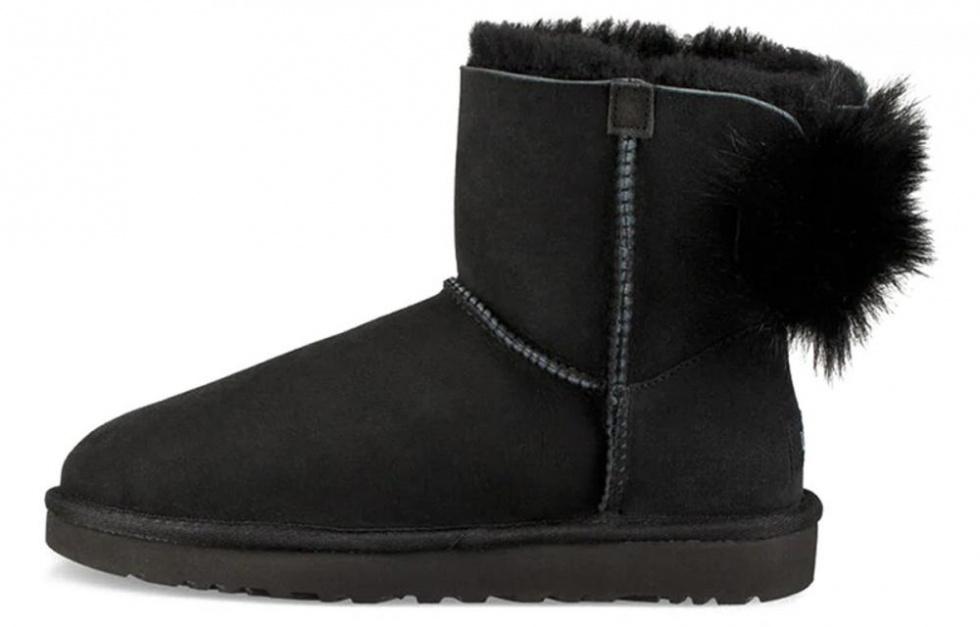 UGG Fluff Bow Mini Fleece Lined Black Women's