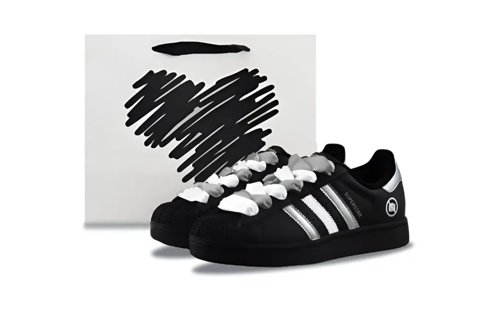 Adidas Originals Superstar 2 Wear resistant And Lightweight Low top Skateboard Shoes Unisex Black Silver