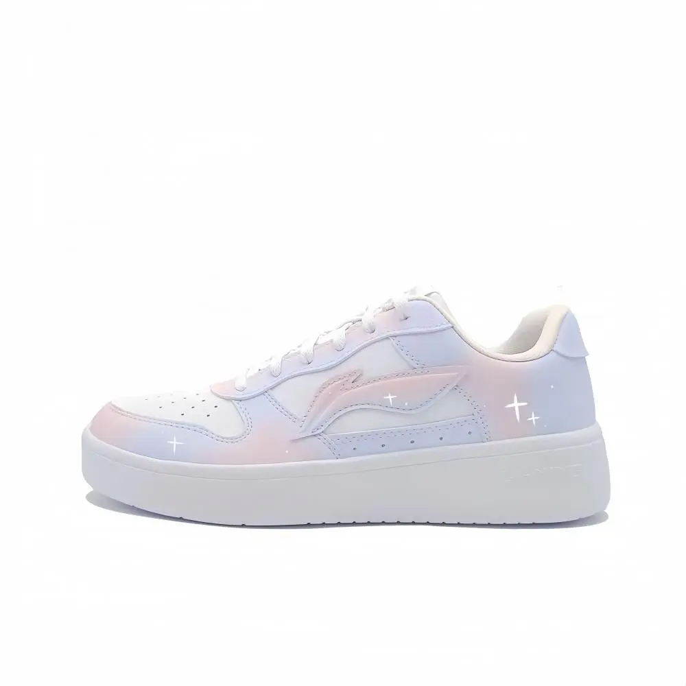 LiNing Pontoon Boats Slip Resistant, Abrasion Resistant, Breathable Low top Skateboard Shoes Women's Blue Pink