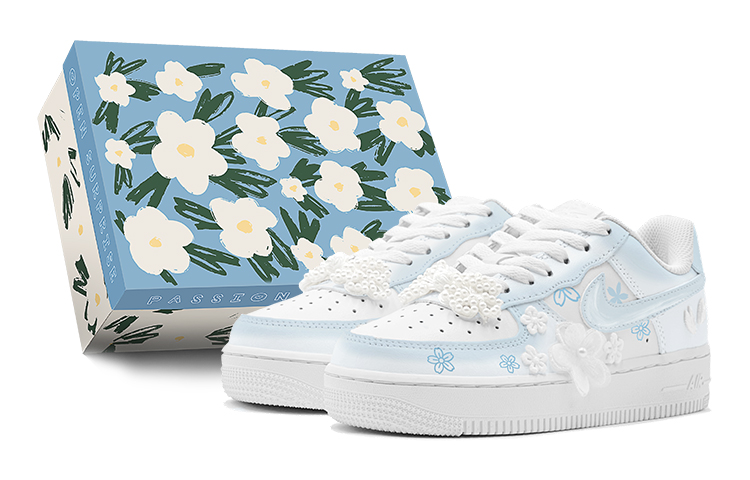 Nike Air Force 1 Air Force 1 Romantic 520 New Chinese Style Pure White Wedding Low Top Skateboard Shoes Women's Blue