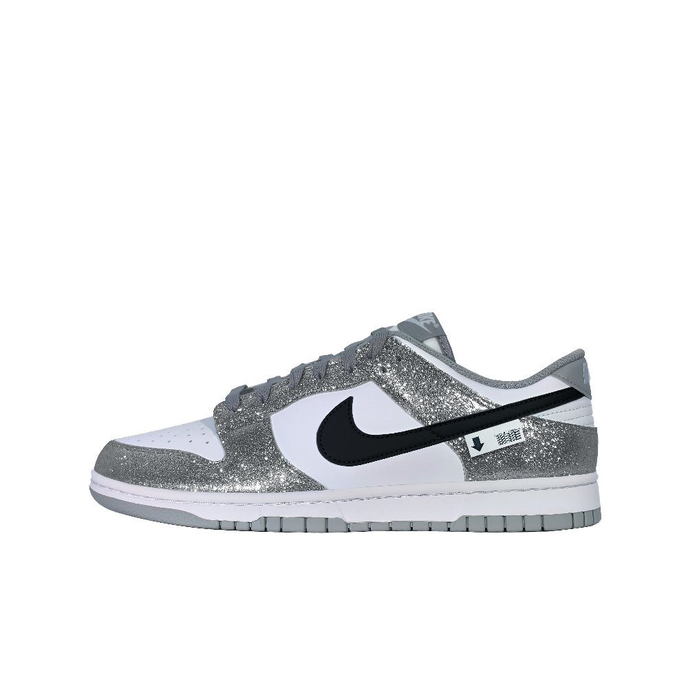 Nike Dunk Abrasion Resistant Low Top Skateboard Shoes Unisex White Silver