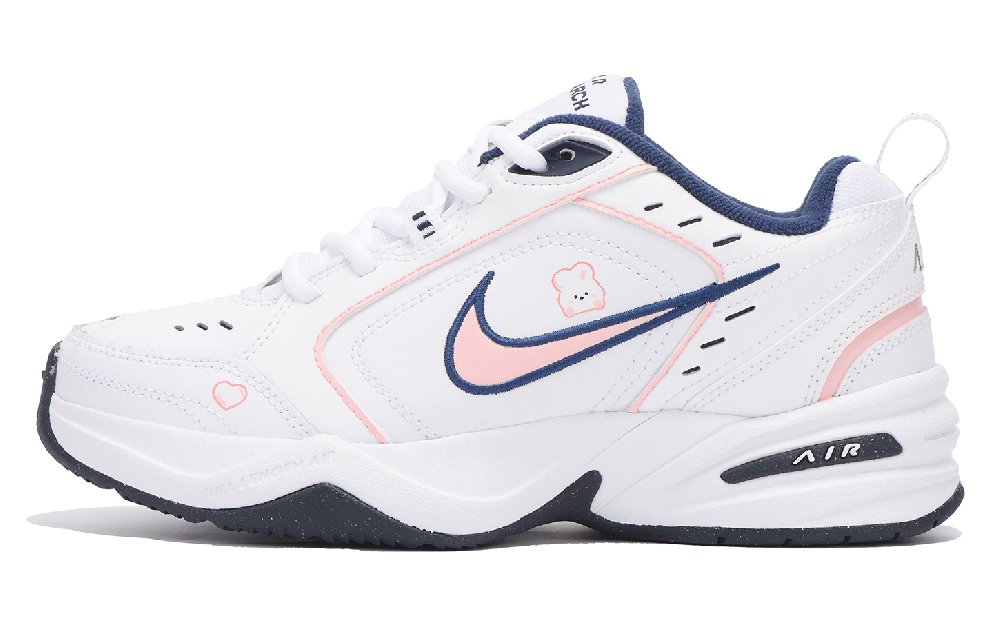Nike Air Monarch 4 Anti-Slip And Wear-Resistant Height Increasing Low-Top Chunky Sneakers Unisex Pink Blue White