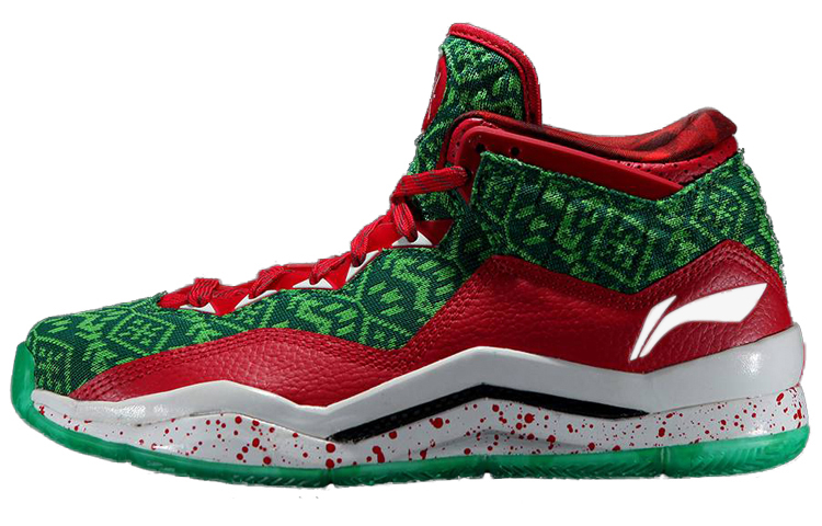 LiNing WOW 3 Way Of Wade 3 Slip Resistant Mid Top Basketball Shoes Men's Green Red White