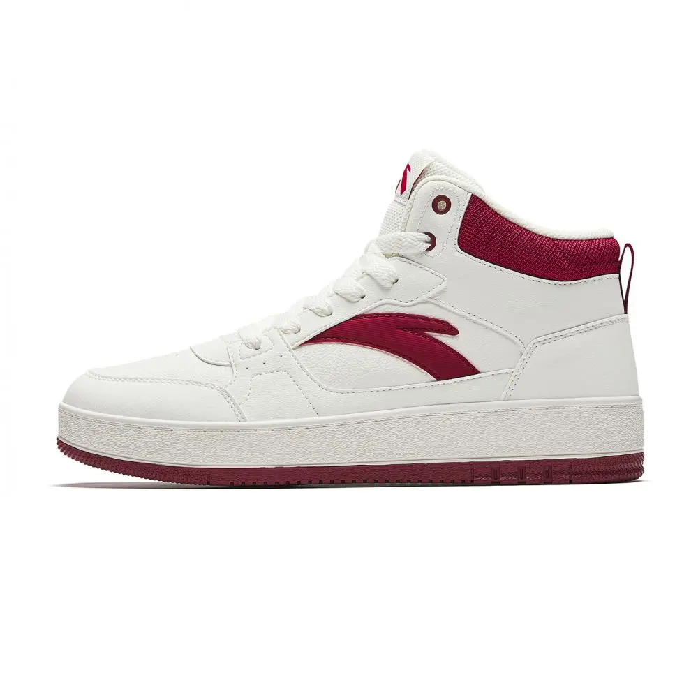 Anta Original Year Wear resistant And Lightweight High top Skateboard Shoes Men's White Red