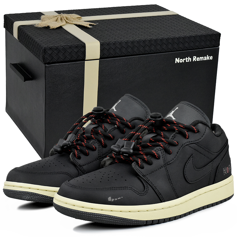 Jordan Air Jordan 1 Abrasion Resistant Low top Vintage Basketball Shoes Unisex Black