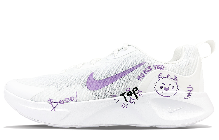 Nike Wearallday Cushioning Anti-Slip And Wear-Resistant Low-Top Running Shoes Men's Purple White