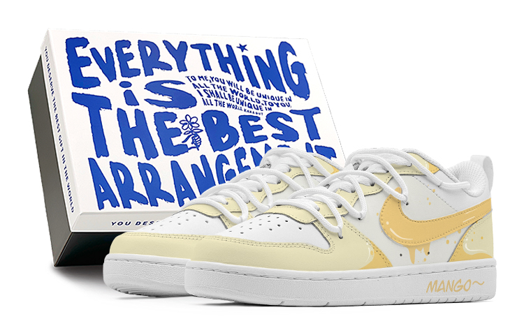 Nike Court Borough Yellow Anime 'Stops At You' Anti Slip Wear Resistant Low Top Skateboard Shoes Women's Orange Yellow