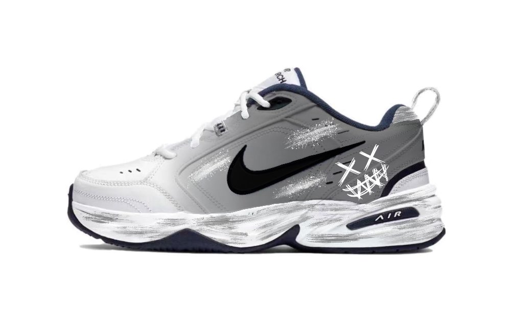 Nike Air Monarch 4 Silver Galaxy Abrasion Resistant Low Top Chunky Sneakers Unisex Gray