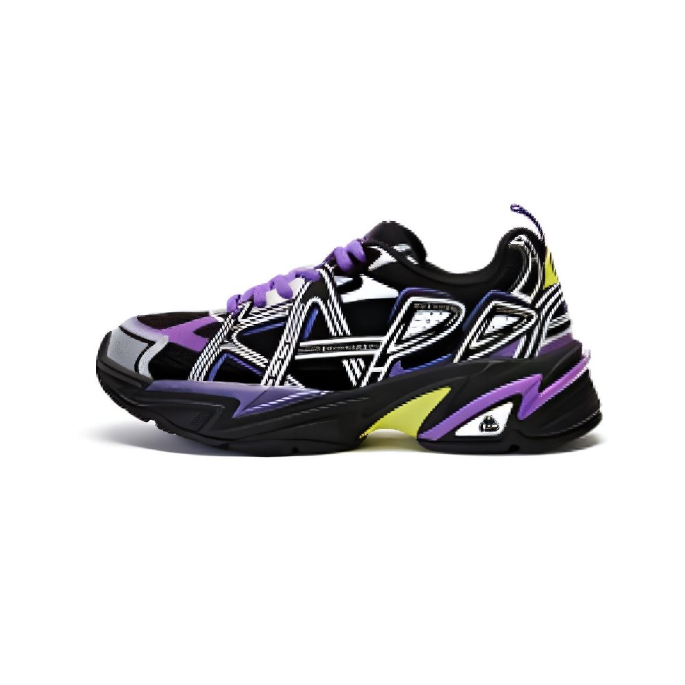 Kappa Anti-Slip Wear-Resistant Low-Top Casual Running Shoes Unisex Black Purple