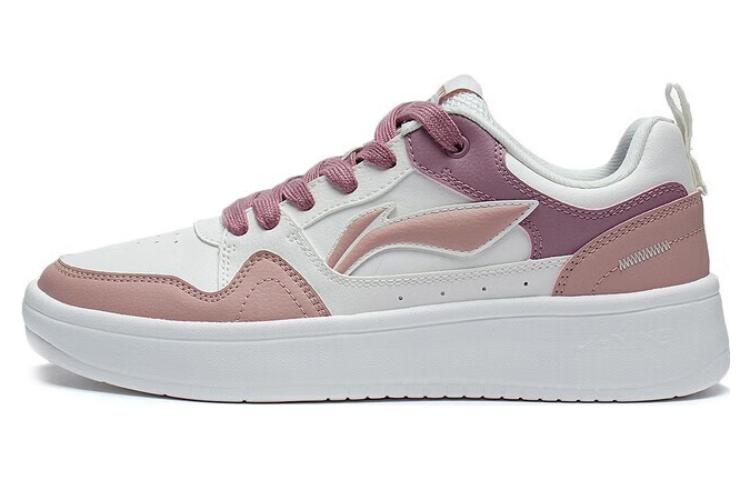 LiNing Line 2.0 At The Beginning Anti Slip Wear Resistant Low Top Skateboard Shoes Women's White Rose Pink
