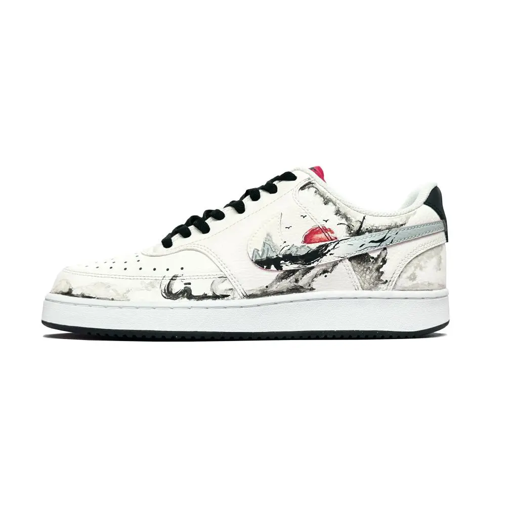 Nike Court Vision 1 Warm Sun Ink Essence Abrasion Resistant Low top Skateboard Shoes Unisex Black White