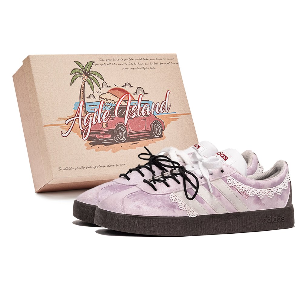 Adidas Neo VL Court 2.0 Abrasion Resistant Low Top Skateboard Shoes Unisex Purple Brown