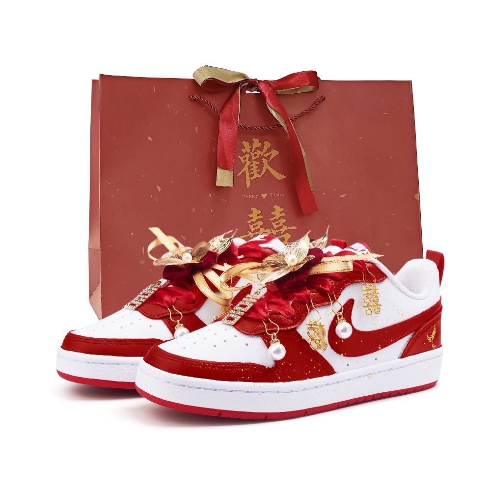 Nike Court Borough Cushioning, Wear Resistant Low Top Skateboard Shoes Women's Red