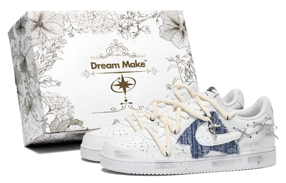 Nike Court Vision 1 Narrative Filler Abrasion Resistant Low top Skateboard Shoes Unisex White Blue