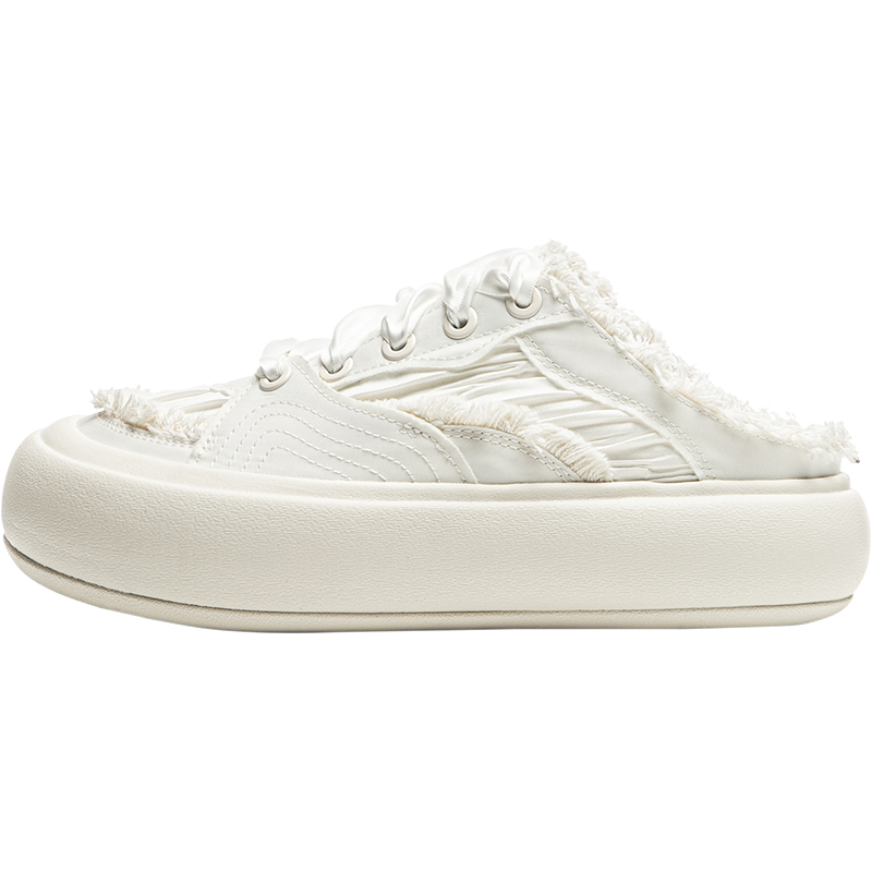 LiNing Puff Mule Anti-Slip Wear-Resistant Low-Top Casual Shoes Women's Ivory