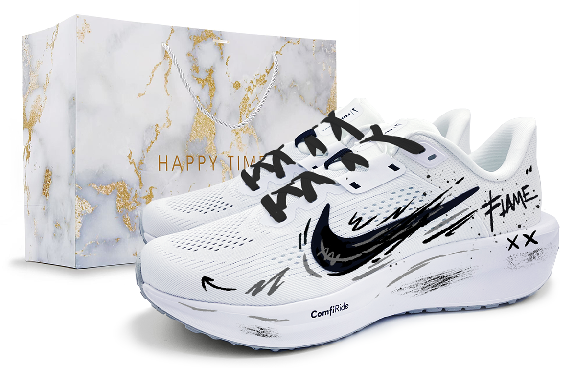Nike Quest 6 Cushioning And Breathable Low top Running Shoes Unisex Black White