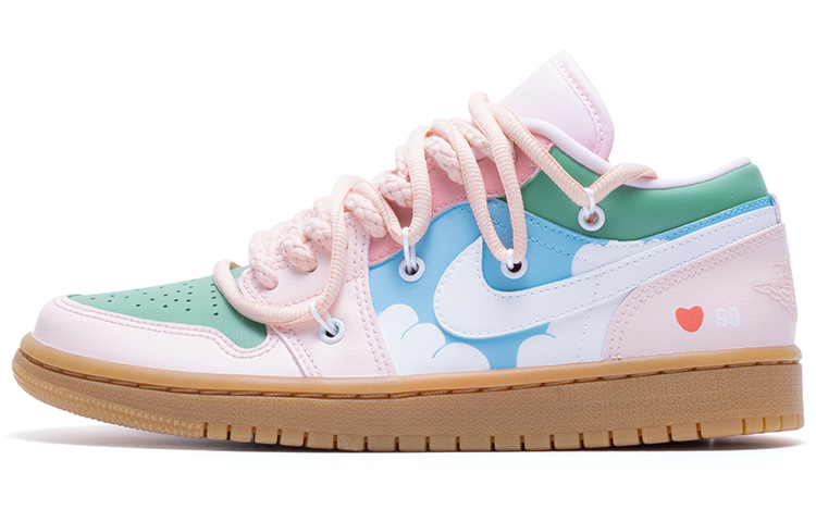 Jordan Air Jordan 1 Low Pink Gum Low Top Vintage Basketball Shoes Women's Pink Green