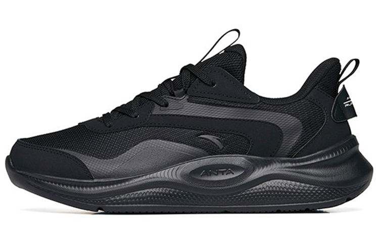 Anta Cushioned Anti-Slip Wear-Resistant Breathable Lightweight Low-Top Running Shoes Men's Black Mesh