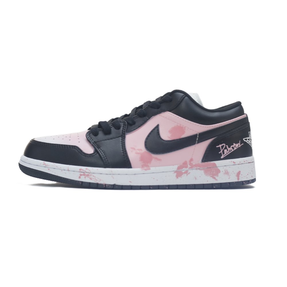 Jordan Air Jordan 1 Low Top Skateboard Shoes Women's Black Pink