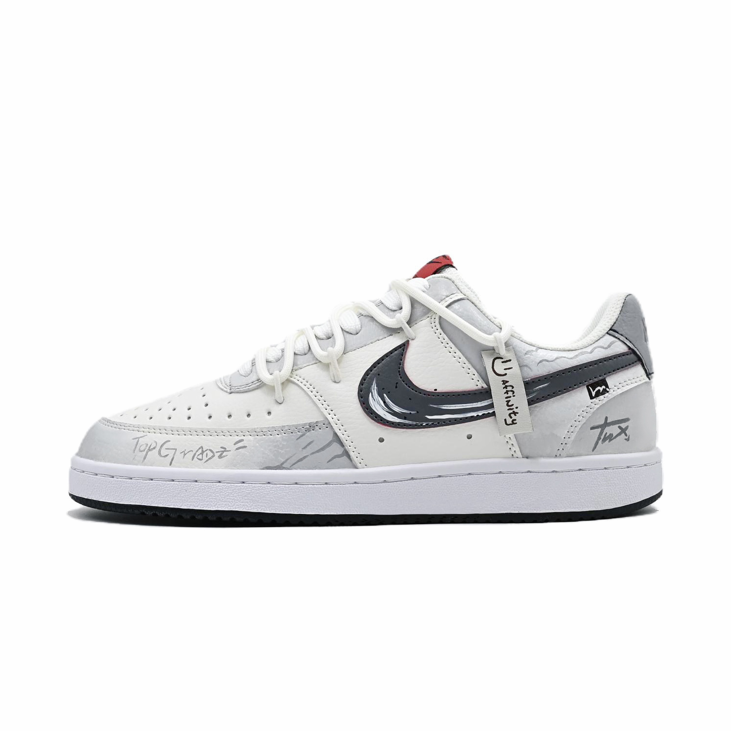Nike Court Vision 1 Monet Impression Abrasion Resistant Low top Skateboard Shoes Men's Black Gray