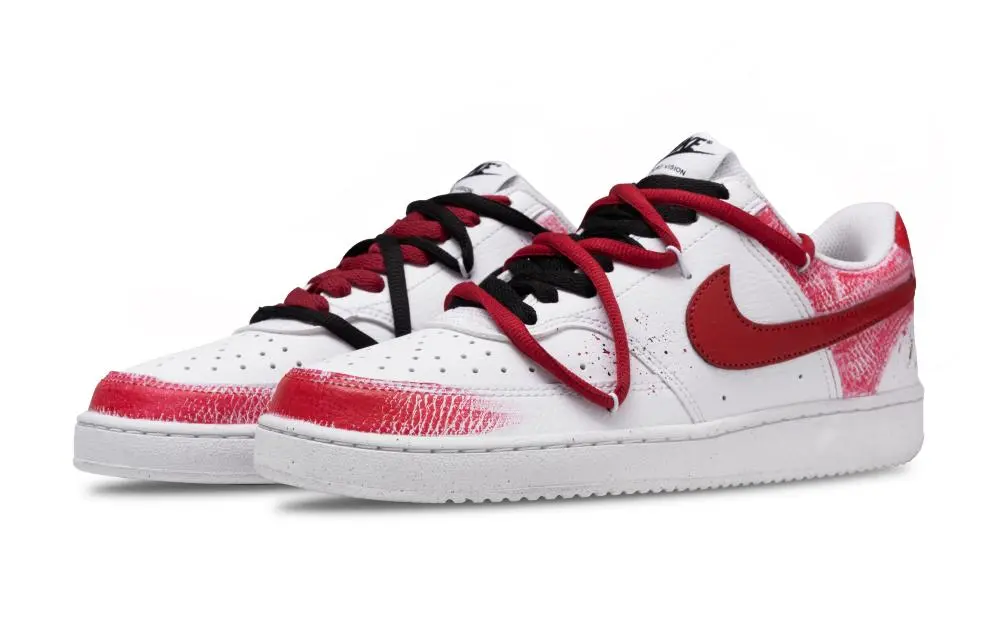 Nike Court Vision 1 Low top Skateboard Shoes Unisex Black Red