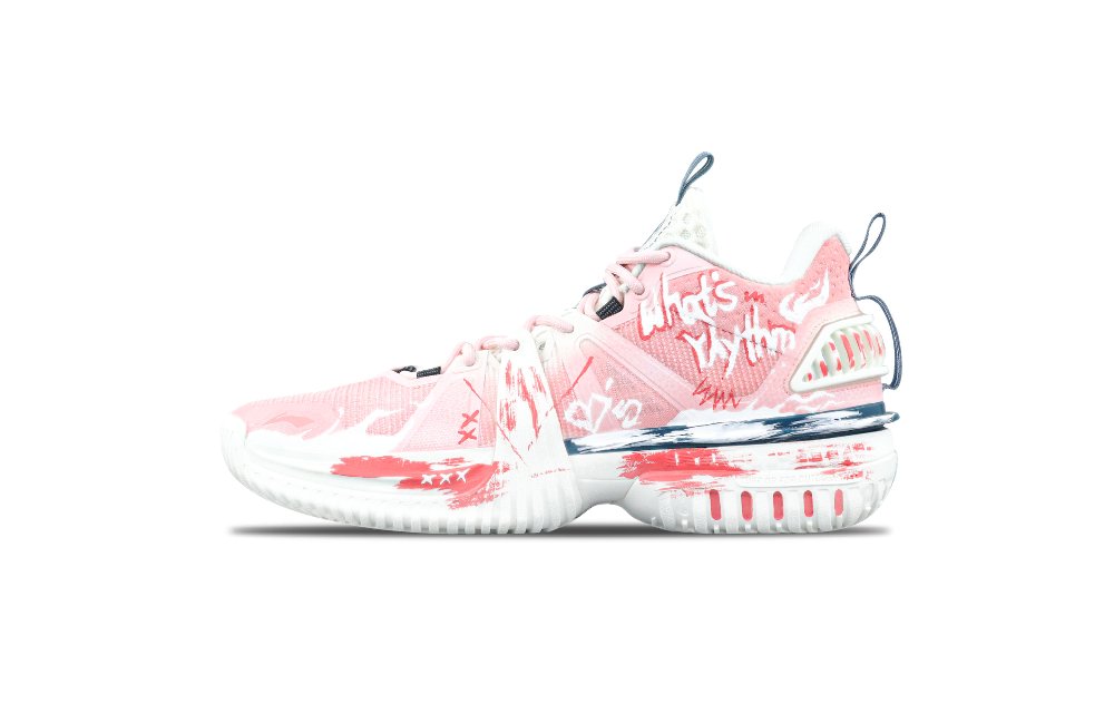 LiNing Storm 2024 Cushioning Abrasion Resistant Breathable Low Top Basketball Shoes Men's White Pink