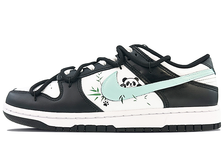 Nike Dunk Anti-Slip Wear-Resistant Low-Top Skateboard Shoes Men's Black White Green