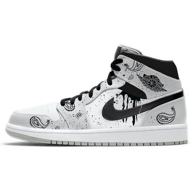 JORDAN Air JORDAN 1 Vintage Basketball Shoes Men Mid Top White/Gray/Black
