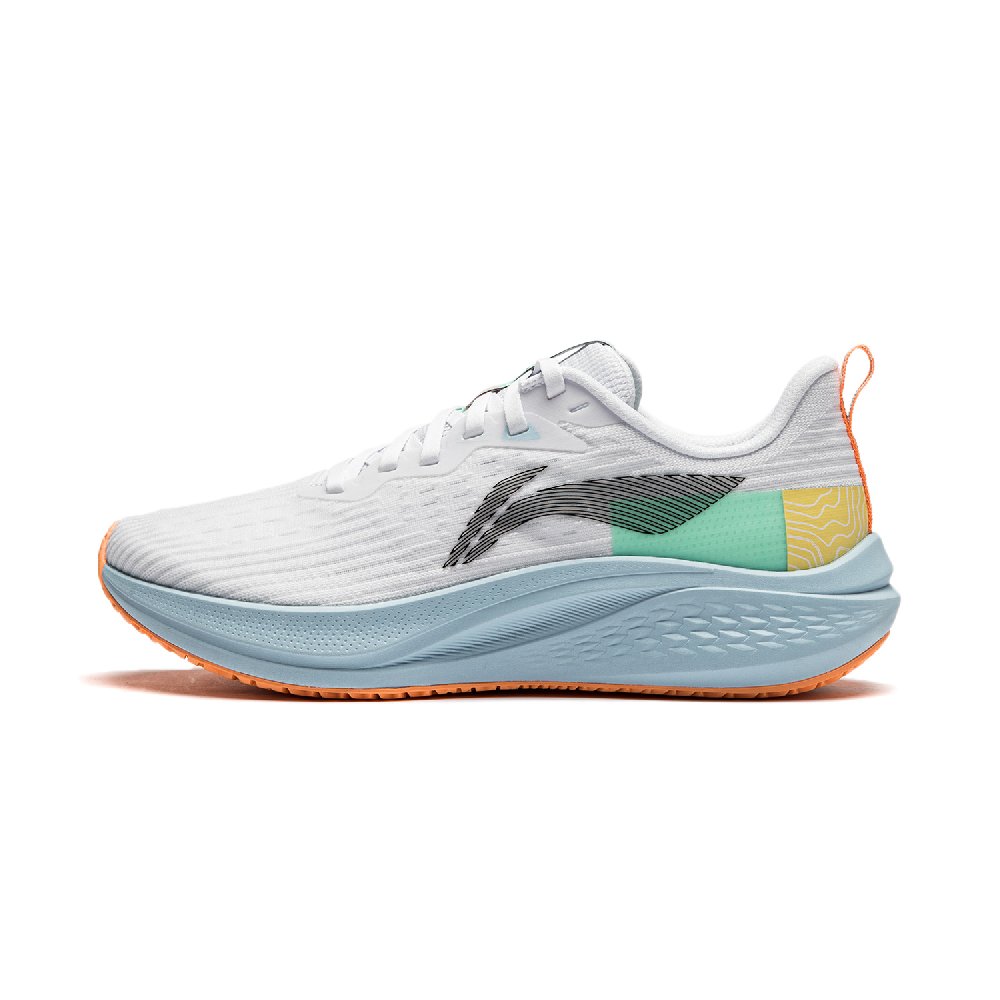 LiNing Red Hare 7 Cushioning, Slip Resistant, Lightweight Low top Sprint Running Shoes Women's Standard White green
