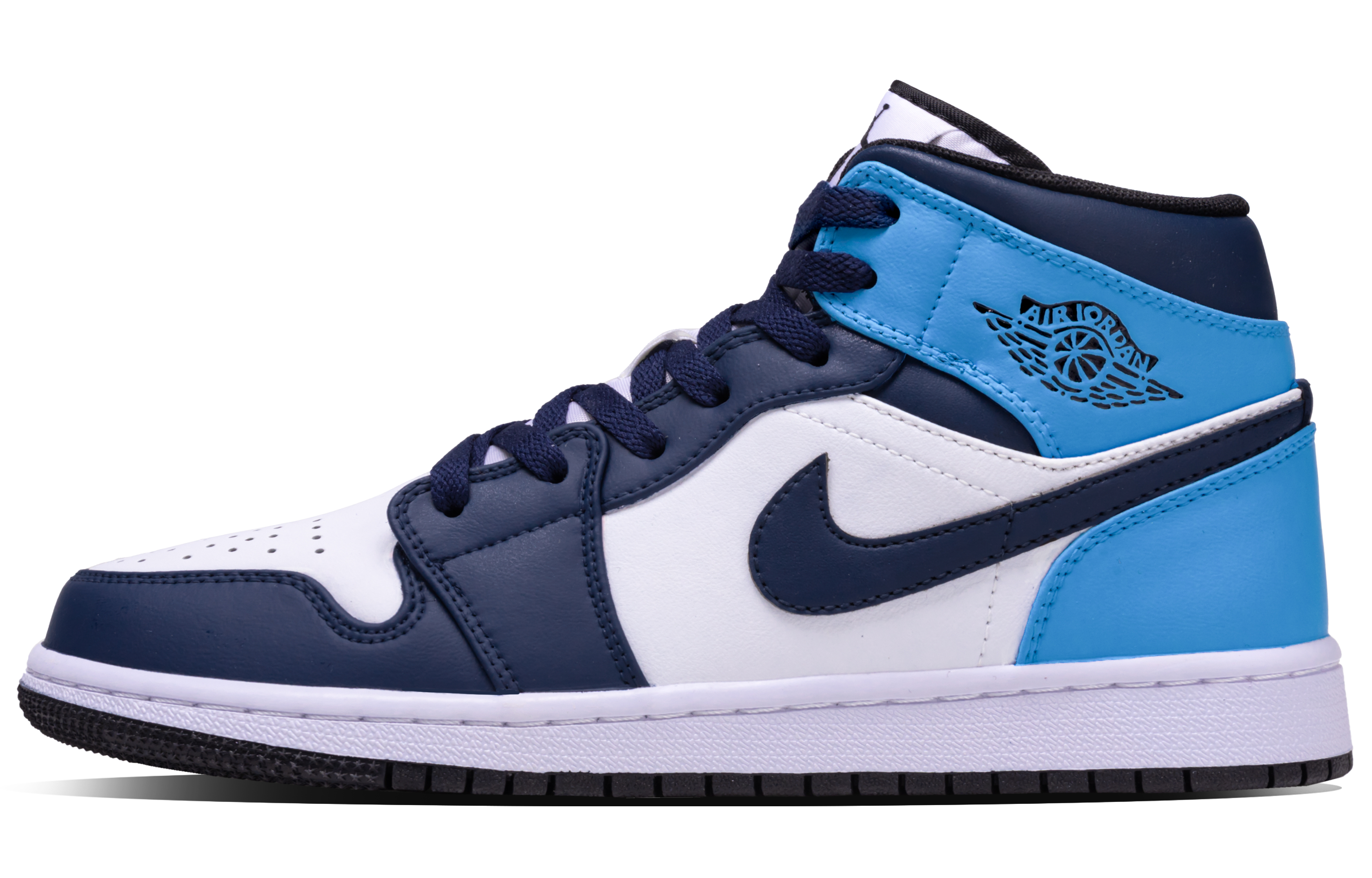 Jordan Air Jordan 1 Abyssal Ore Abrasion Resistant Mid top Vintage Basketball Shoes Unisex Blue White