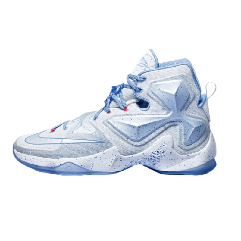 Nike Lebron 13 Anti Slip Wear Resistant High Top Basketball Shoes Men's White Blue