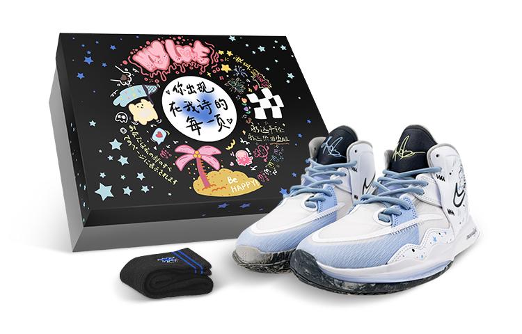 Nike Kyrie 8 Infinity Anti Slip Wear Resistant Mid Top Performance Basketball Shoes Unisex White Blue
