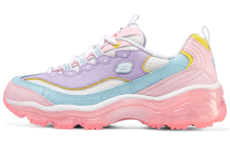 Skechers D'LITES 1.0 Cushioning Anti-Slip And Wear-Resistant Low-Top Chunky Sneakers Women's Pink