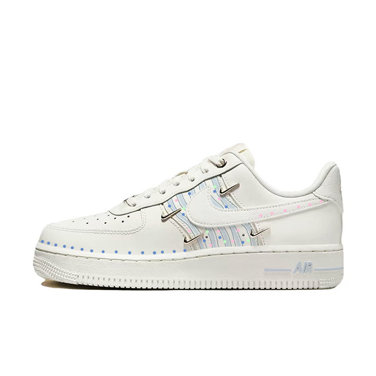 Nike Air Force 1 Slip Resistant Low Top Skateboard Shoes Women's White Blue