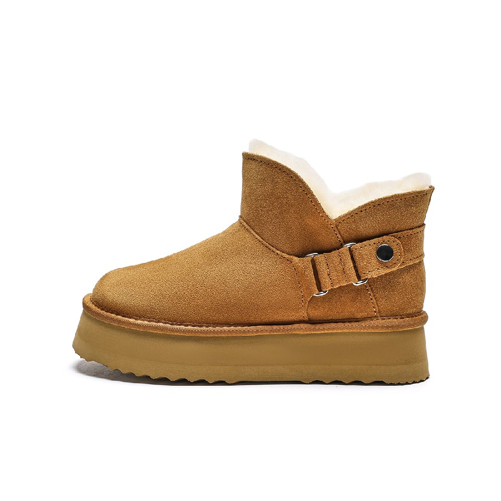 EBLAN Warm Slip-Resistant Ankle-Length Snow Boots Women's Chestnut