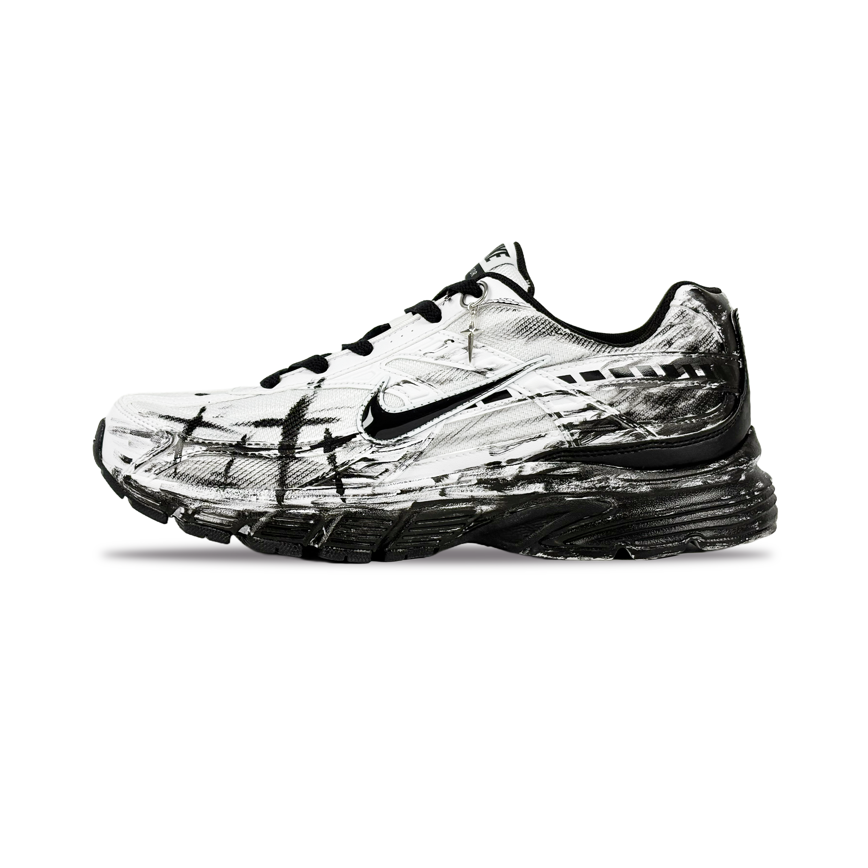 Nike Initiator Cushioning And Abrasion Resistant Coverage Low Top City Commute Running Shoes Men's Black White