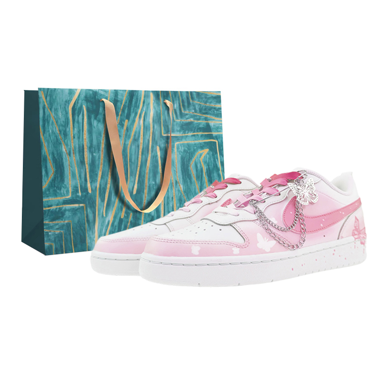 Nike Court Borough Slip-Resistant Cushioning Wear-Resistant Low-Top Skateboard Shoes GS Pink