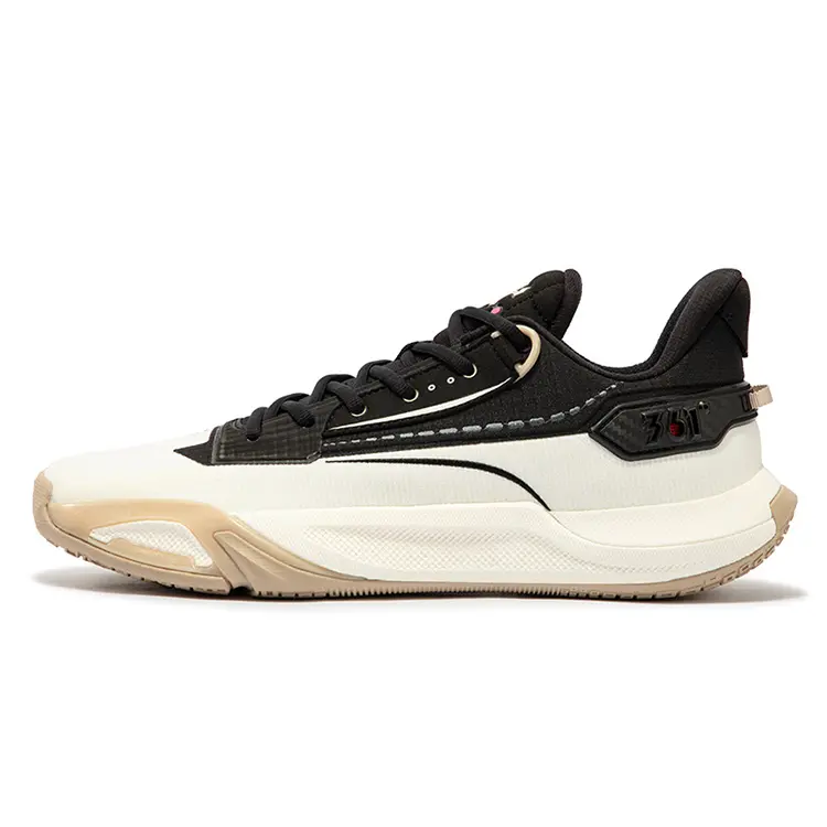 361° Cushioning Anti-Slip And Wear-Resistant Low-Top Basketball Shoes Unisex White Black
