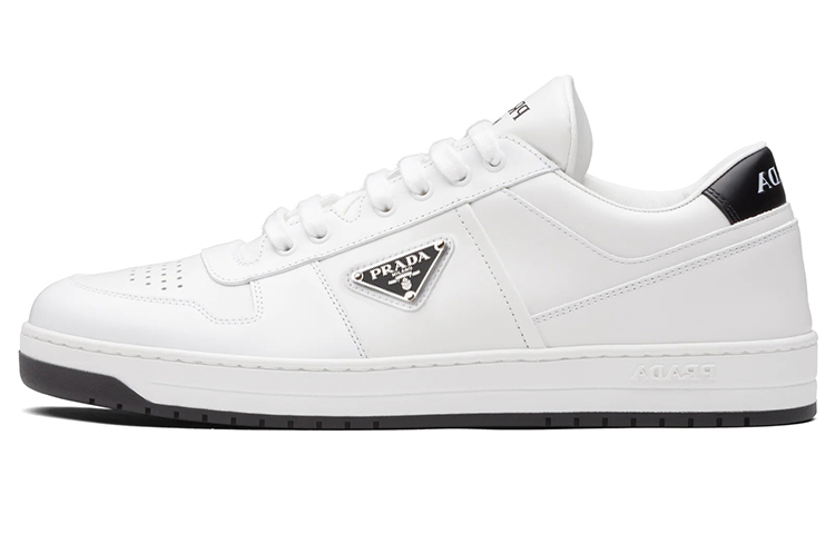 PRADA Downtown Low Top Sneakers Leather White White Black