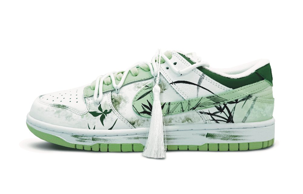Nike Dunk Anti-Slip Wear-Resistant Low-Top Skateboard Shoes Men's White Green