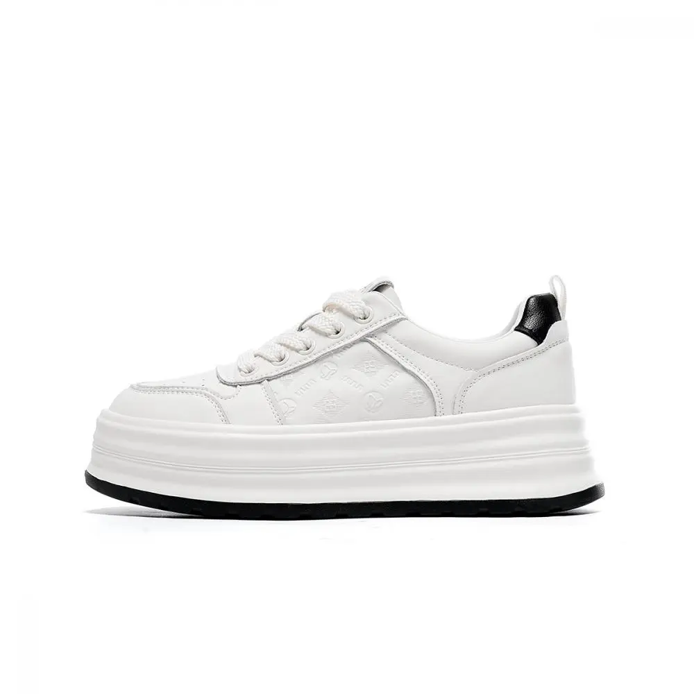 EBLAN Low-Top Skateboard Shoes Women's Beige Black