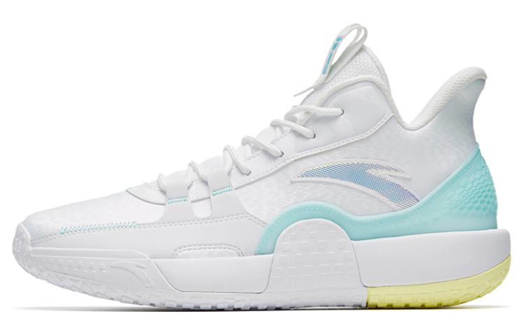 Anta Slip Resistant, Abrasion Resistant, Lightweight Mid Top Performance Basketball Shoes Men's White Blue