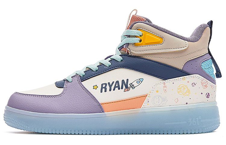 361° Warm Anti-Slip And Wear-Resistant High-Top Skateboard Shoes Women's White Purple Orange