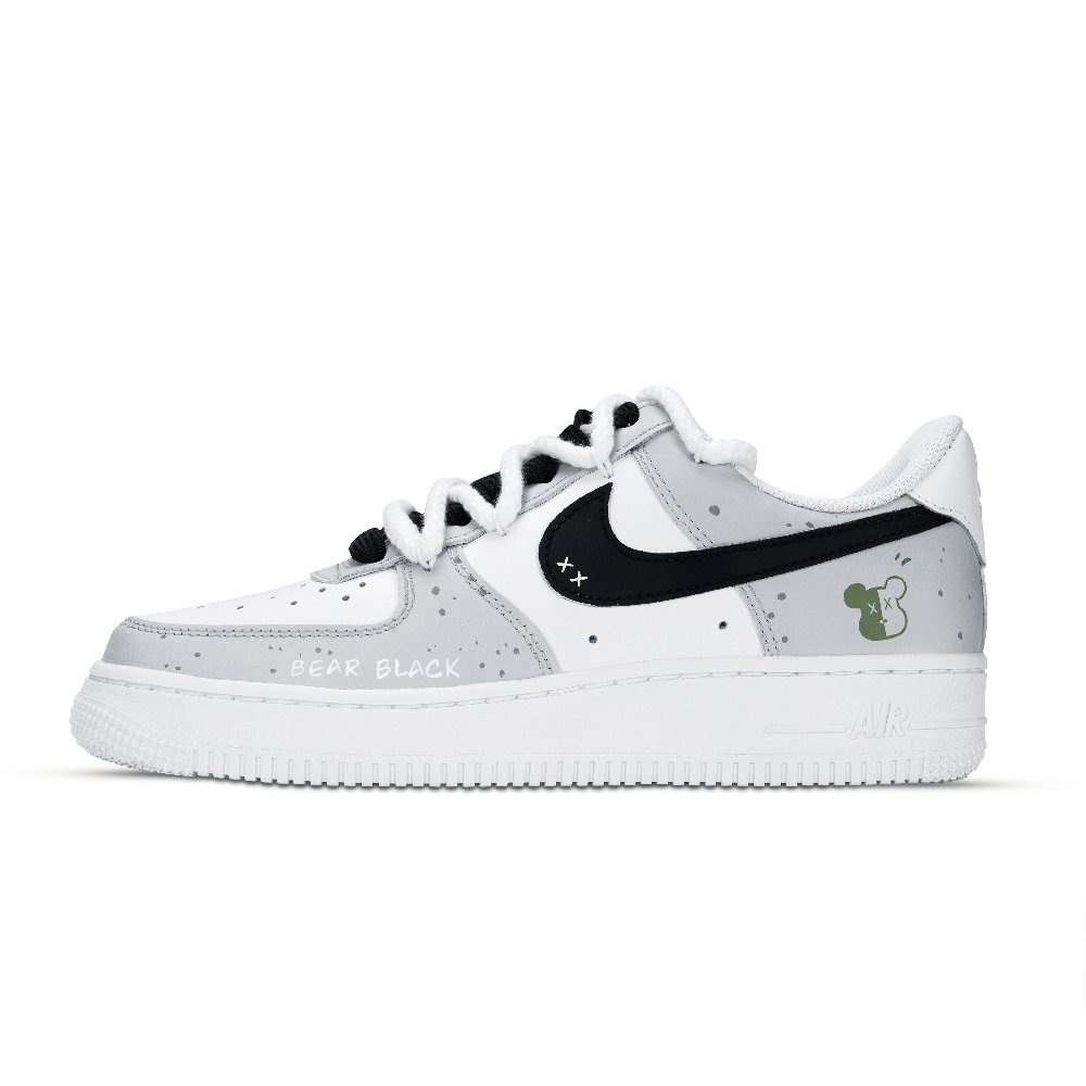 Nike Air Force 1 Anti Slip Wear Resistant Low Top Skateboard Shoes Unisex Light Gray