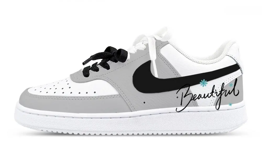 Nike Court Vision 1 Low top Skateboard Shoes Women's White Gray