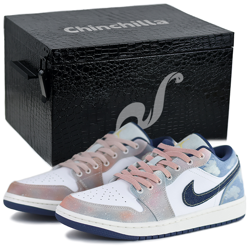 JORDAN Air Jordan 1 Vintage Basketball Shoes Men's Low top Blue/Pink