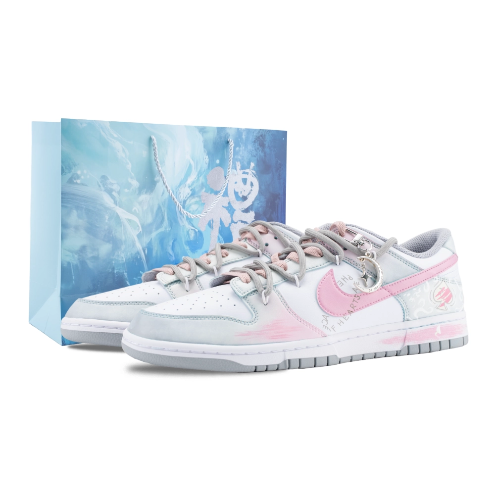 Nike Dunk Pink Rhythm Moon Walk Abrasion Resistant Low top Skateboard Shoes Unisex Gray Pink