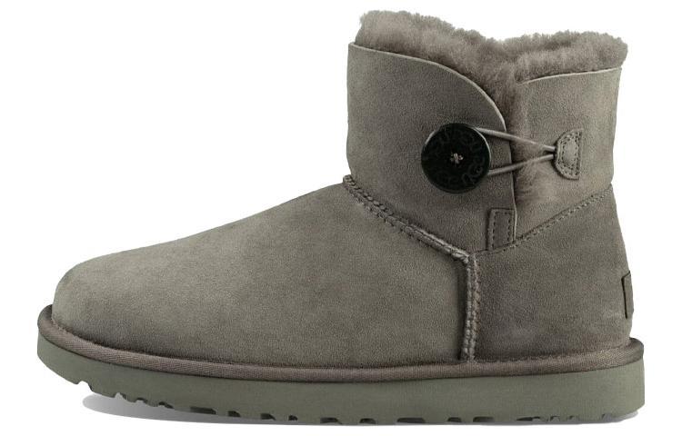 UGG Mini Bailey Button Ii Boot Fleece Lined Gray Women's