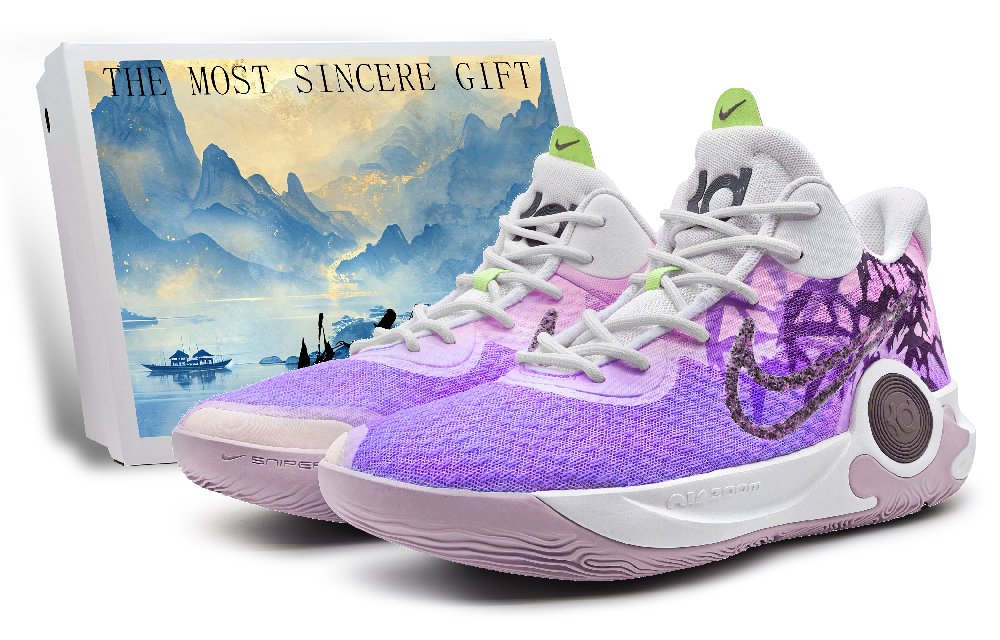 Nike Trey 5 Mid-Top Vintage Basketball Shoes Unisex Purple Pink Gradient