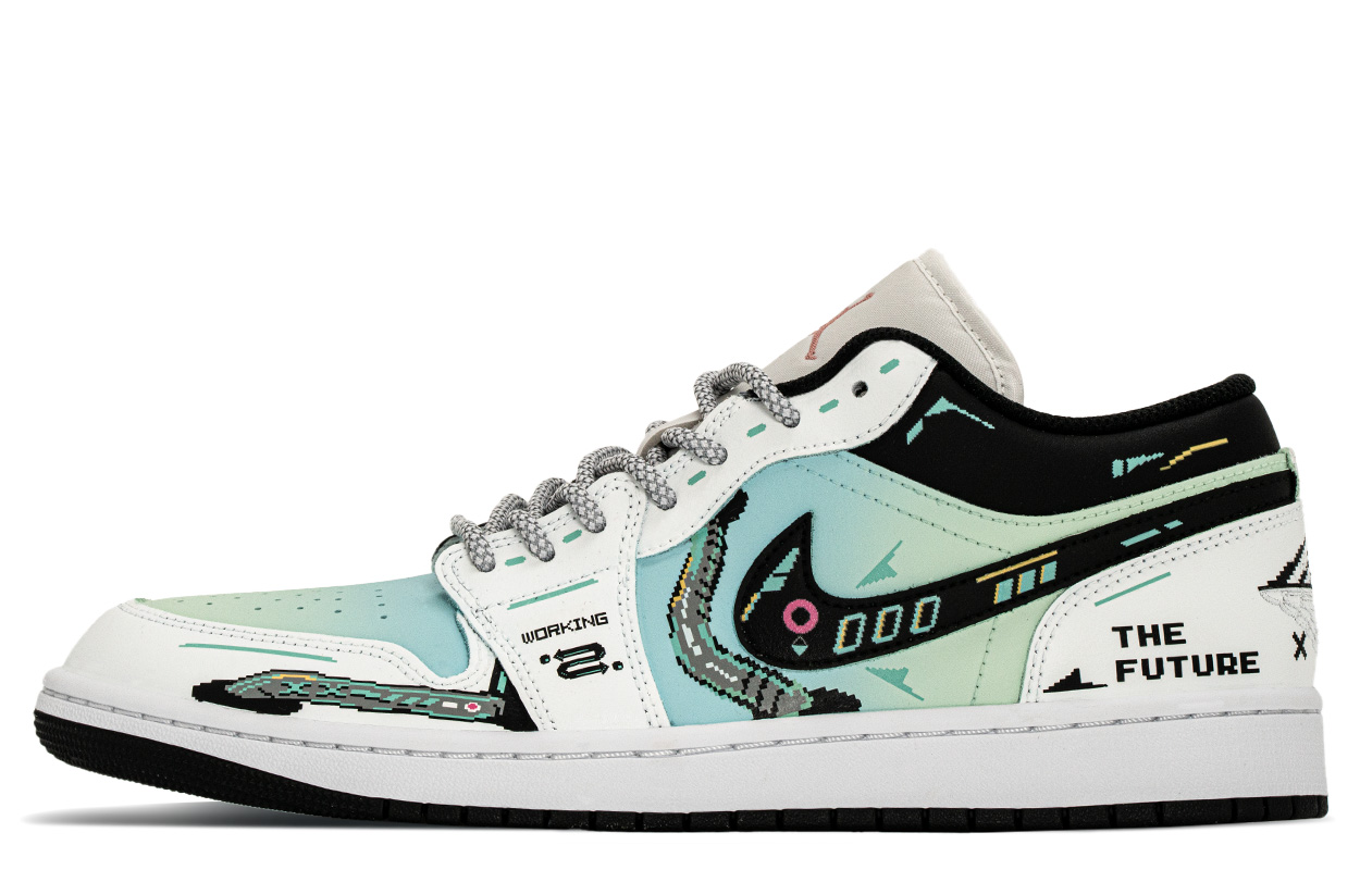 JORDAN Air Jordan 1 Vintage Basketball Shoes Men's Low top Blue Green